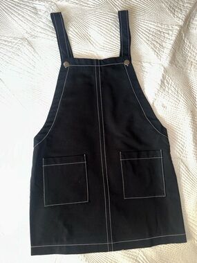 Black Smock Dress with Contrast Stitching